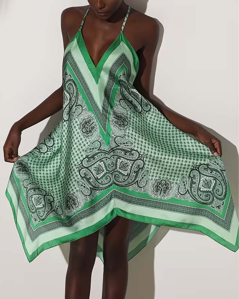 Robe Irrégulier Drapé Imprimé