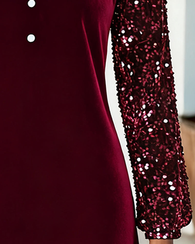 Robe Patchwork En Velours À Paillettes